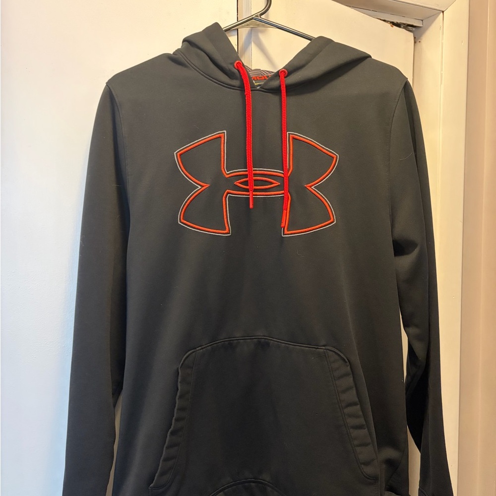 Under Armour Men's Dark Gray Hoodie with Red Logo